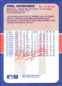 1989 Fleer Baseball's Exciting Stars #24 Orel Hershiser Back