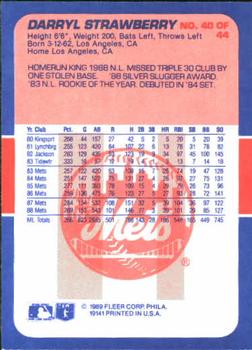 1989 Fleer Baseball's Exciting Stars #40 Darryl Strawberry Back