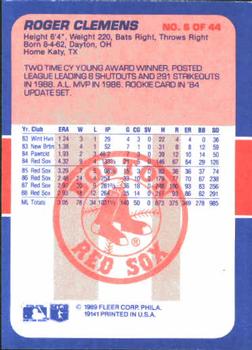 1989 Fleer Baseball's Exciting Stars #6 Roger Clemens Back
