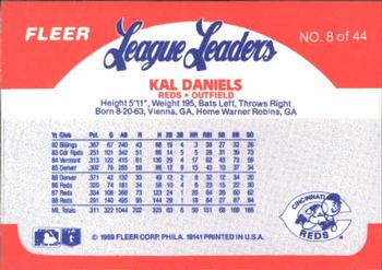 1989 Fleer League Leaders #8 Kal Daniels Back