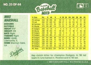 1989 Fleer Baseball MVPs #25 Mike Marshall Back