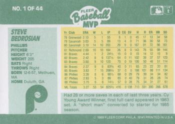 1989 Fleer Baseball MVPs #1 Steve Bedrosian Back