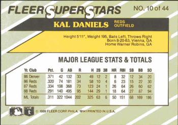 1989 Fleer SuperStars #10 Kal Daniels Back