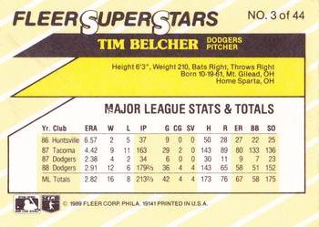 1989 Fleer SuperStars #3 Tim Belcher Back