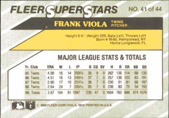 1989 Fleer SuperStars #41 Frank Viola Back
