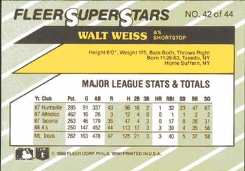 1989 Fleer SuperStars #42 Walt Weiss Back