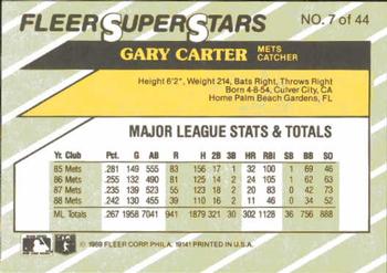 1989 Fleer SuperStars #7 Gary Carter Back