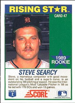 1989 Score Hottest 100 Rising Stars #47 Steve Searcy Back