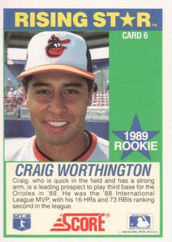 1989 Score Hottest 100 Rising Stars #6 Craig Worthington Back
