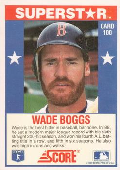 1989 Score Baseball's 100 Hottest Players #100 Wade Boggs Back