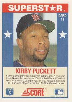 1989 Score Baseball's 100 Hottest Players #11 Kirby Puckett Back