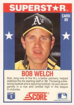 1989 Score Baseball's 100 Hottest Players #89 Bob Welch Back