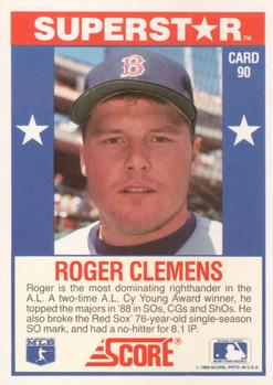 1989 Score Baseball's 100 Hottest Players #90 Roger Clemens Back