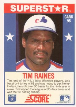 1989 Score Baseball's 100 Hottest Players #95 Tim Raines Back