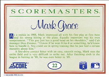 1989 Score Scoremasters #22 Mark Grace Back