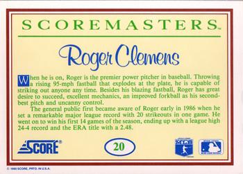 1989 Score Scoremasters #20 Roger Clemens Back