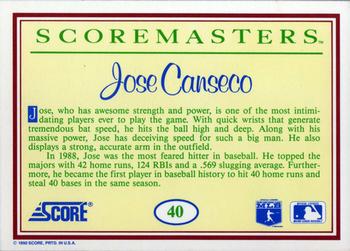 1989 Score Scoremasters #40 Jose Canseco Back