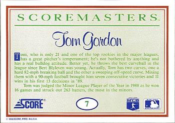 1989 Score Scoremasters #7 Tom Gordon Back