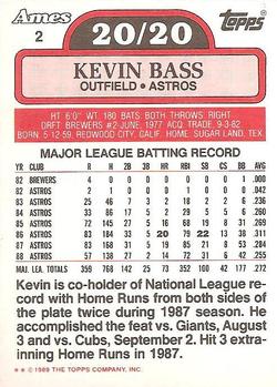 1989 Topps Ames 20/20 Club #2 Kevin Bass Back