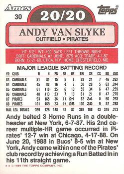 1989 Topps Ames 20/20 Club #30 Andy Van Slyke Back
