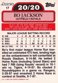 1989 Topps Ames 20/20 Club #17 Bo Jackson Back