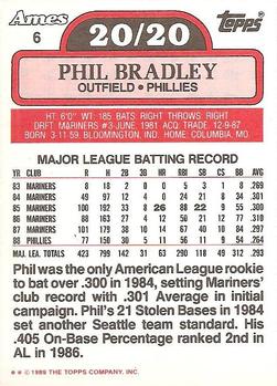 1989 Topps Ames 20/20 Club #6 Phil Bradley Back