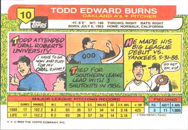 1989 Topps Big #10 Todd Burns Back