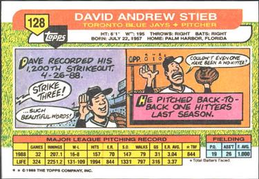 1989 Topps Big #128 Dave Stieb Back