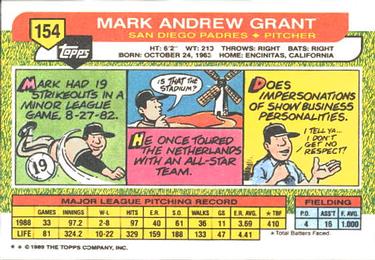 1989 Topps Big #154 Mark Grant Back