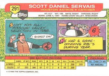 1989 Topps Big #291 Scott Servais Back