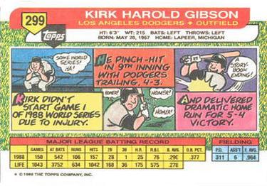 1989 Topps Big #299 Kirk Gibson Back