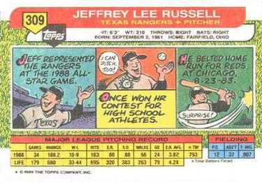 1989 Topps Big #309 Jeff Russell Back