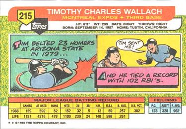 1989 Topps Big #215 Tim Wallach Back