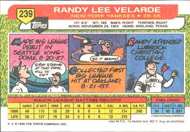 1989 Topps Big #239 Randy Velarde Back
