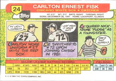 1989 Topps Big #24 Carlton Fisk Back