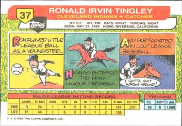 1989 Topps Big #37 Ron Tingley Back