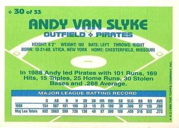1989 Topps Hills Team MVP's #30 Andy Van Slyke Back