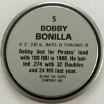 1989 Topps Coins #5 Bobby Bonilla Back