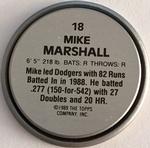 1989 Topps Coins #18 Mike Marshall Back