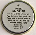 1989 Topps Coins #44 Fred McGriff Back