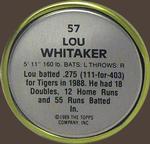 1989 Topps Coins #57 Lou Whitaker Back