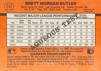 1990 Donruss Aqueous Test #249 Brett Butler Back