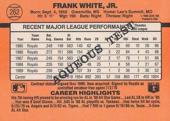 1990 Donruss Aqueous Test #262 Frank White Back