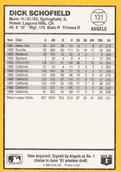 1990 Donruss Best of the AL #131 Dick Schofield Back