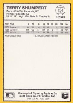 1990 Donruss Best of the AL #134 Terry Shumpert Back
