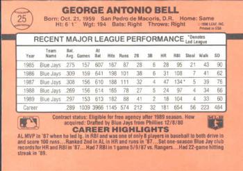 1990 Donruss Learning Series #25 George Bell Back