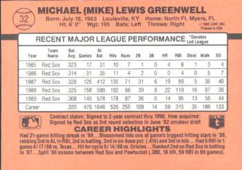 1990 Donruss Learning Series #32 Mike Greenwell Back