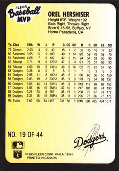 1990 Fleer Baseball MVPs #19 Orel Hershiser Back