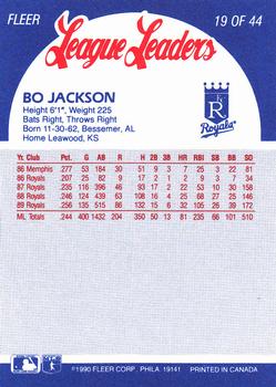 1990 Fleer League Leaders #19 Bo Jackson Back
