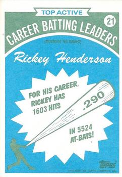 1990 Topps - Batting Leaders #21 Rickey Henderson Back